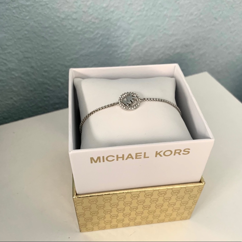 NWT authentic MK rhodium plated slider bracelet - Picture 3 of 6